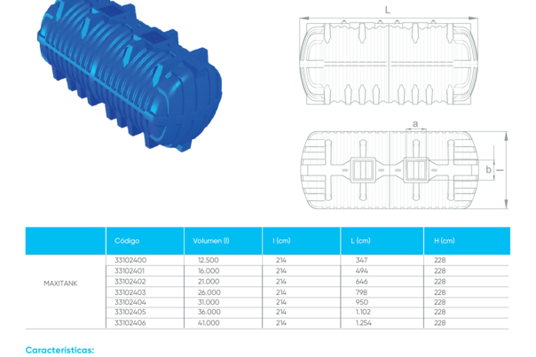 Ficha Técnica Depósito Horizontal para Enterrar Gran volumen - Maxitank