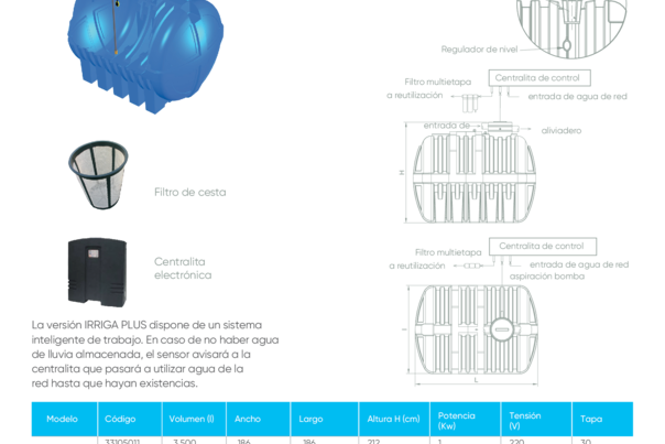 Ficha Técnica - Reutilización de Pluviales  - IRRIGA PLUS